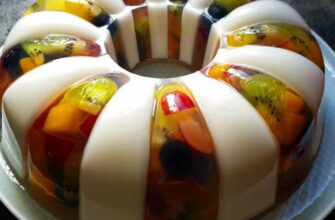 Свежий и летний десерт: красивый фруктовый торт-желе