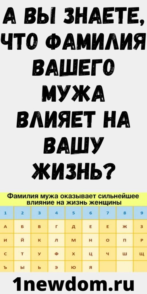 А Вы знаете, что фамилия Вашего мужа влияет на Вашу жизнь?